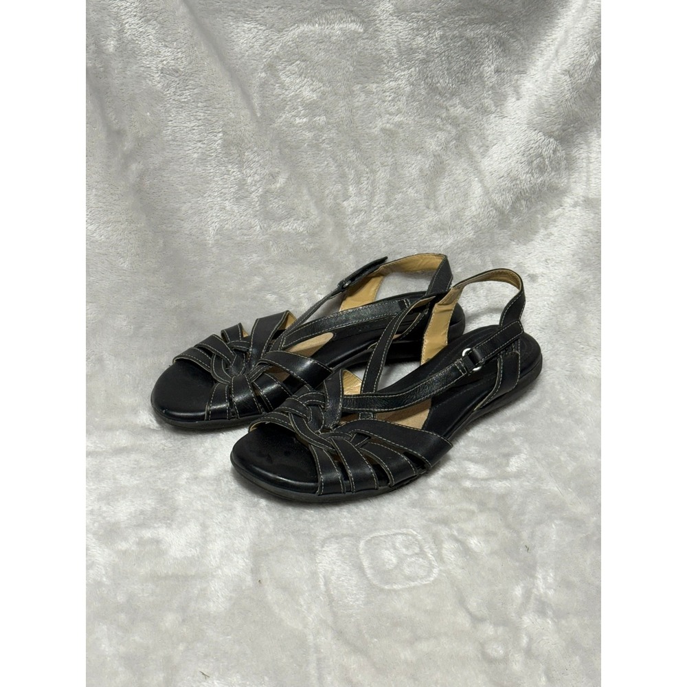 Naturalizer N5 Comfort Convey Black Leather Strappy Sandals Womens 7.5W